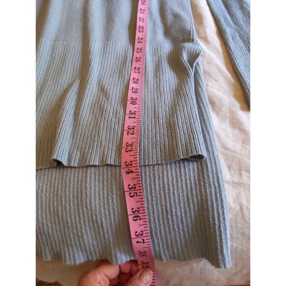 FREE PEOPLE Green Ribbed Knit Dress Long Sleeve Criss Cross V-Neck Women's L - Picture 8 of 8